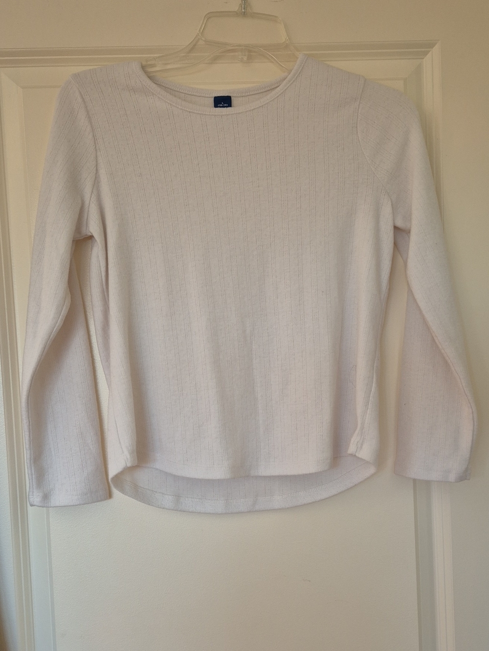 Old Navy Cream-color Ribbed Long-Sleeve Crewneck Tee
